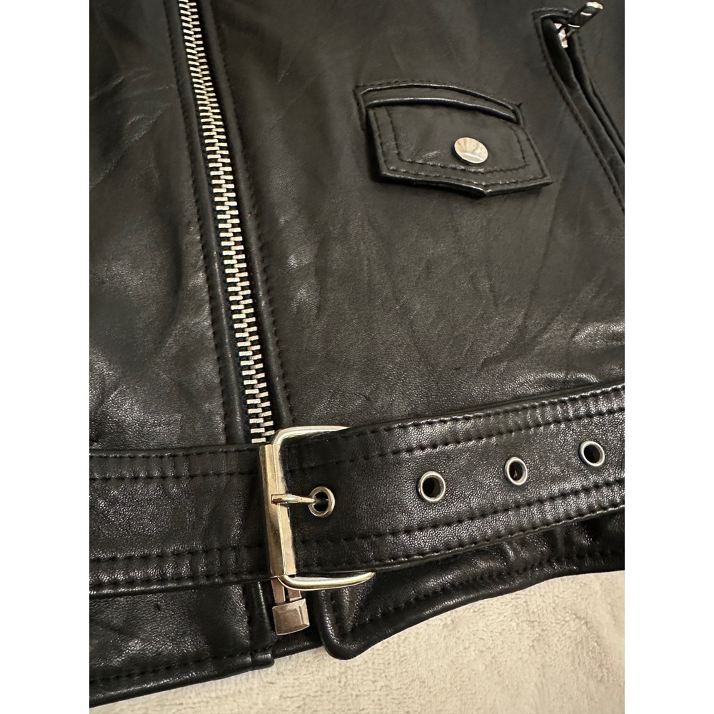 Deadwood Recycled Soft Leather Biker Jacket Black Moto Size Medium Recaimed - Picture 8 of 16